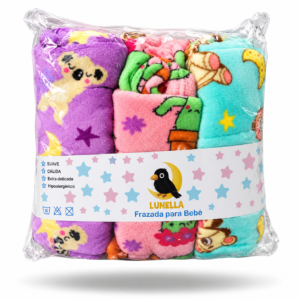 Pack de Frazadas para Bebé — Morado, Cactus, Ositos