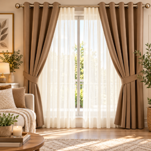 Cortina Blackout Ana 164 x 256 4pzs — COLOR TAUPE CON BEIGE CLARO