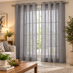 Cortina Traslúcida 137cm x213cm 2 hojas — GRIS
