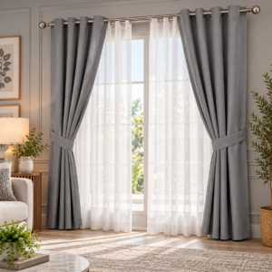 Cortina Blackout Ana 164 x 256 4pzs — GRIS CON BLANCO