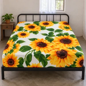 Sábana Cajonera Matrimonial — Girasoles