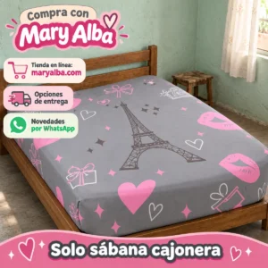 Sábana Cajonera Matrimonial — Paris Gris