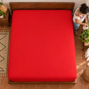 Sábana Cajonera King — ROJA KING SIZE – COLOR LISO